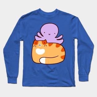 Orange Tabby and Octopus Long Sleeve T-Shirt